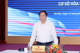 Họp báo công bố Triển lãm quốc tế Đổi mới sáng tạo Việt Nam năm 2023 (VIIE 2023) và Lễ Khánh thành Cơ sở hoạt động mới của Trung tâm Đổi mới sáng tạo Quốc gia (NIC) tại Khu Công nghệ cao Hòa Lạc, ngày 15/8. (Ảnh: PV/Vietnam+)