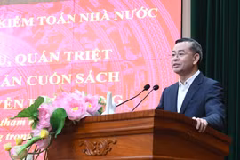 Uỷ viên Ban chấp hành Trung ương Đảng, Bí thư Ban cán sự đảng, Bí thư Đảng uỷ, Tổng Kiểm toán Nhà nước Ngô Văn Tuấn chủ trì hội nghị. (Ảnh: Vietnam+)