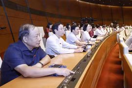 Đại biểu Quốc hội biểu quyết thông qua Nghị quyết về việc thành lập Đoàn giám sát chuyên đề của Quốc hội năm 2023. (Ảnh: Doãn Tấn/TTXVN)