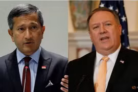 Ngoại trưởng nước này Mike Pompeo và người đồng cấp Singapore Vivian Balakrishnan. (Nguồn: Reuters)