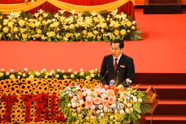 Bí thư Thành ủy Cần Thơ Lê Quang Mạnh phát biểu tại Đại hội đại biểu Đảng bộ thành phố Cần Thơ khóa XI, nhiệm kỳ 2020-2025. (Ảnh: Thanh Liêm/TTXVN)
