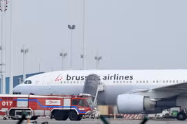 Máy bay của hãng Brussels Airlines tại sân bay Zaventem, Brussels, Bỉ ngày 22/3. (Nguồn: AFP/TTXVN)
