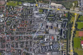 Định vị vệ tinh trung tâm mua sắm Olympia gần nhà ga trung tâm Munich. (Nguồn: Google Maps)