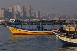 Tàu cá Palestine tại cảng biển thành phố Gaza ngày 1/4. (Nguồn: AFP)