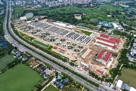 Các hạng mục xây dựng Nhà máy xử lý nước thải Yên Xá đã cơ bản hoàn thành. (Ảnh: Tuấn Anh/TTXVN)