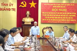 Quang cảnh buổi công bố dự thảo kết quả kiểm tra tại Ban Thường vụ Tỉnh ủy Quảng Trị. (Ảnh: Thanh Thủy/TTXVN)