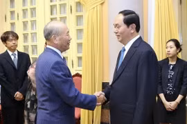 Chủ tịch nước Trần Đại Quang tiếp ông Yoshihiko Nakagaki. (Ảnh: Nhan Sáng/TTXVN)