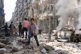 Cảnh đổ nát ở Aleppo. (Nguồn: AFP)