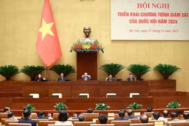 Chủ tịch Quốc hội Vương Đình Huệ và đại biểu chủ trì hội nghị. (Ảnh: Doãn Tấn/TTXVN)