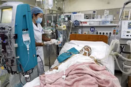 Điều trị một ca ngộ độc rượu tại Trung tâm Chống độc - Bệnh viện Bạch Mai. (Ảnh: Dương Ngọc/TTXVN)