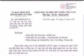 Cần Thơ: Giả mạo công văn cho học sinh nghỉ học hết tháng 3