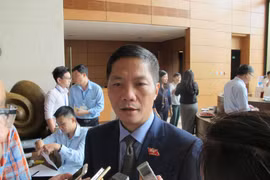 Bộ trưởng Bộ Công Thương Trân Tuấn Anh đang trao đổi với báo chí bên lề kỳ họp thứ 2, Quốc hội khóa 14. (Ảnh: Đức Duy/Vietnam+)