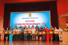 Các tập thể, cá nhân tiêu biểu, xuất sắc trong phong trào thi đua của ngành y tế được vinh danh tại hội nghị. (Ảnh: PV/Vietnam+)