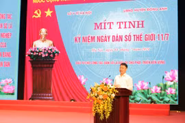 Ông Lê Thanh Dũng - Cục trưởng Cục Dân số (Bộ Y tế) phát biểu tại buổi lễ. (Ảnh: PV/Vietnam+)