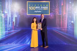 Công ty TNHH Pfizer Việt Nam được vinh danh vị trí thứ 7 trong Top 100 nơi làm việc tốt nhất Việt Nam. (Ảnh: PV/Vietnam+)