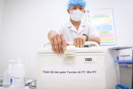 Hộp bảo quản vaccine AstraZeneca. (Ảnh: Minh Sơn/Vietnam+)