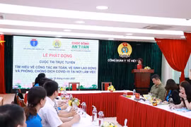 Công đoàn Y tế Việt Nam tổ chức buổi phát động Cuộc thi tìm hiểu về công tác an toàn vệ sinh lao động và phòng, chống dịch COVID-19 tại nơi làm việc. (Ảnh: PV/Vietnam+)