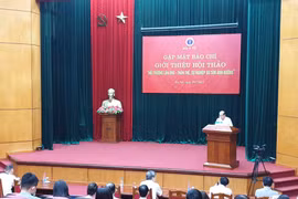 Bộ Y tế thông tin báo chí giới thiệu về Hội thảo Hải Thượng Lãn Ông - Thân thế, sự nghiệp và tầm ảnh hưởng. (Ảnh: PV/Vietnam+)