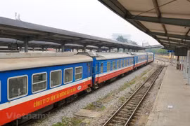 Đoàn tàu của Tổng công ty Đường sắt Việt Nam tại một nhà ga. (Ảnh: Minh Sơn/Vietnam+)