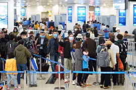 Hành khách làm thủ tục chuyến bay tại sân bay Nội Bài. (Ảnh: CTV/Vietnam+)