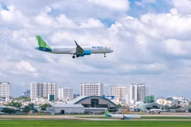 Bamboo Airways vẫn duy trì tỷ lệ chuyến bay đúng giờ dẫn đầu ngành hàng không 2 năm liên tiếp. (Ảnh: CTV/Vietnam+)