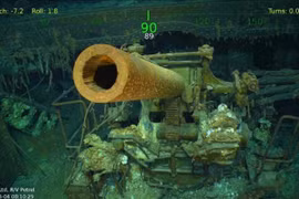 Xác tàu sân bay USS Lexington mới được tìm thấy dưới biển. (Nguồn: CNN/TTXVN)