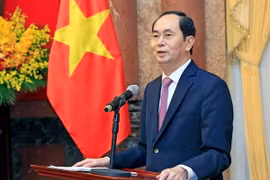 Chủ tịch nước Trần Đại Quang phát biểu tại hội nghị. (Ảnh: Nhan Sáng/TTXVN)