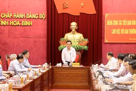 Ông Nguyễn Trọng Nghĩa phát biểu kết luận buổi làm việc. (Ảnh: Thanh Hải/TTXVN)