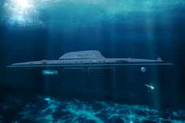 Hình ảnh "concept" của chiếc siêu du thuyền lai tàu ngầm, theo ý tưởng của Migaloo. (Nguồn: CNN)