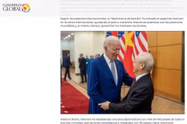Bài báo ca ngợi thành tựu "ngoại giao cây tre” của Việt Nam được đăng trên trang Equilibrium Global Argentina, ngày 1/1/2024. (Ảnh: TTXVN phát)