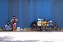 Nắng nóng ở Thành phố Hồ Chí Minh. (Ảnh: Hồng Giang/TTXVN)