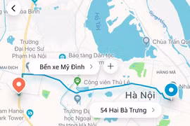 Ứng dụng gọi xe của Grab. (Ảnh: PV/Vietnam+)
