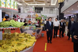 Bộ trưởng Nguyễn Hồng Diên tham dự Lễ hội trái cây Việt Nam lần thứ Nhất tại Trung Quốc. (Ảnh: PV/Vietnam+)