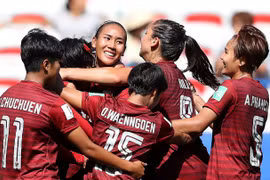 Thái Lan vui mừng sau khi có bàn thắng, nhưng nắm chắc suất bị loại. (Nguồn: Getty Images)