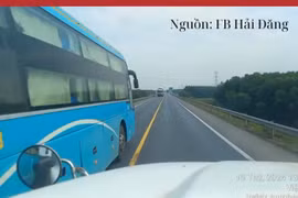 Xe khách vẫn vượt ẩu trên cao tốc Cam Lộ-La Sơn