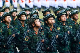 Khối chiến sỹ Đặc nhiệm Quân đội nhân dân Việt Nam diễu binh tại Lễ mittinh, diễu binh, diễu hành kỷ niệm 70 năm Chiến thắng lịch sử Điện Biên Phủ (7/5/1954-7/5/2024). (Ảnh: Dương Giang/TTXVN)