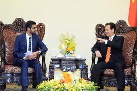 Thủ tướng Nguyễn Tấn Dũng tiếp Tổng Giám đốc điều hành Google Sundar Pichai đang thăm và làm việc tại Việt Nam. (Ảnh: Thống Nhất/TTXVN)
