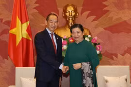 Phó Chủ tịch Thường trực Quốc hội Tòng Thị Phóng tiếp tiến sỹ Takeshi Kasai, Giám đốc Tổ chức Y tế Thế giới khu vực Tây Thái Bình Dương. (Ảnh: Dương Giang/TTXVN)