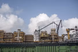 Một cơ sở khai thác dầu tại cảng Lagos, Nigeria ngày 23/2. (Nguồn: AFP/TTXVN)