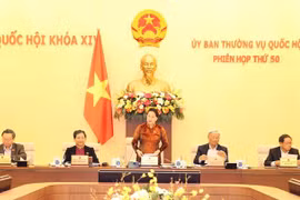 Chủ tịch Quốc hội Nguyễn Thị Kim Ngân phát biểu khai mạc Phiên họp thứ 50 của Ủy ban Thường vụ Quốc hội. (Ảnh: Trọng Đức/TTXVN)