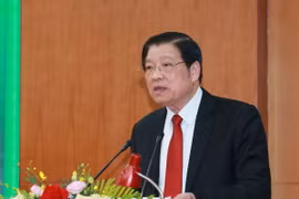 Ông Phan Đình Trạc, Ủy viên Bộ Chính trị, Bí thư Trung ương Đảng, Trưởng Ban Nội chính Trung ương, phát biểu chỉ đạo hội nghị. (Ảnh: Phương Hoa/TTXVN)