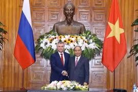 Thủ tướng Nguyễn Xuân Phúc tiếp Chủ tịch Duma quốc gia Nga Vyacheslav Viktorovich Volodin. (Ảnh: Thống Nhất/TTXVN)