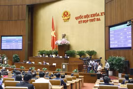 Quốc hội biểu quyết thông qua Nghị quyết kỳ họp thứ 3, Quốc hội khóa XV. (Ảnh: Doãn Tấn/TTXVN)