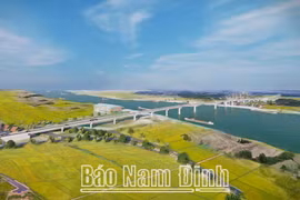 Phối cảnh đơn nguyên cầu Đống Cao trên tuyến đường trục phát triển nối vùng kinh tế biển tỉnh Nam Định với đường cao tốc Cầu Giẽ-Ninh Bình giai đoạn 2. (Nguồn: Báo Nam Định)