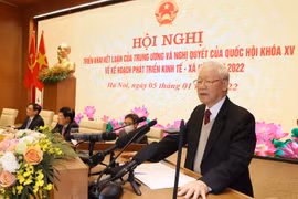 Tổng Bí thư Nguyễn Phú Trọng phát biểu chỉ đạo hội nghị. (Ảnh: Trí Dũng/TTXVN)