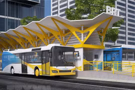 Phối cảnh mô hình tuyến xe buýt BRT số 1. (Ảnh: Anh Tuấn/TTXVN)
