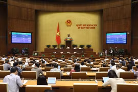 Đại biểu Quốc hội biểu quyết thông qua Luật Doanh nghiệp (sửa đổi). (Ảnh: Văn Điệp/TTXVN)