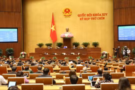 Quốc hội biểu quyết thông qua Nghị quyết về tiếp tục tăng cường hiệu lực, hiệu quả việc thực hiện chính sách, pháp luật về phòng, chống xâm hại trẻ em. (Ảnh: Văn Điệp/TTXVN)