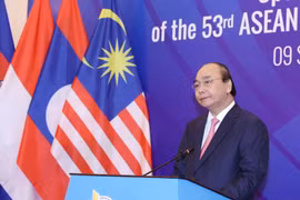 Thủ tướng Nguyễn Xuân Phúc, Chủ tịch ASEAN 2020 phát biểu. (Ảnh: Thống Nhất/TTXVN)