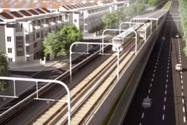 Mô hình tuyến đường sắt đô thị số 3 đoạn ga Hà Nội-Hoàng Mai. (Ảnh: Ban quản lý dự án đường sắt đô thị Hà Nội cung cấp)